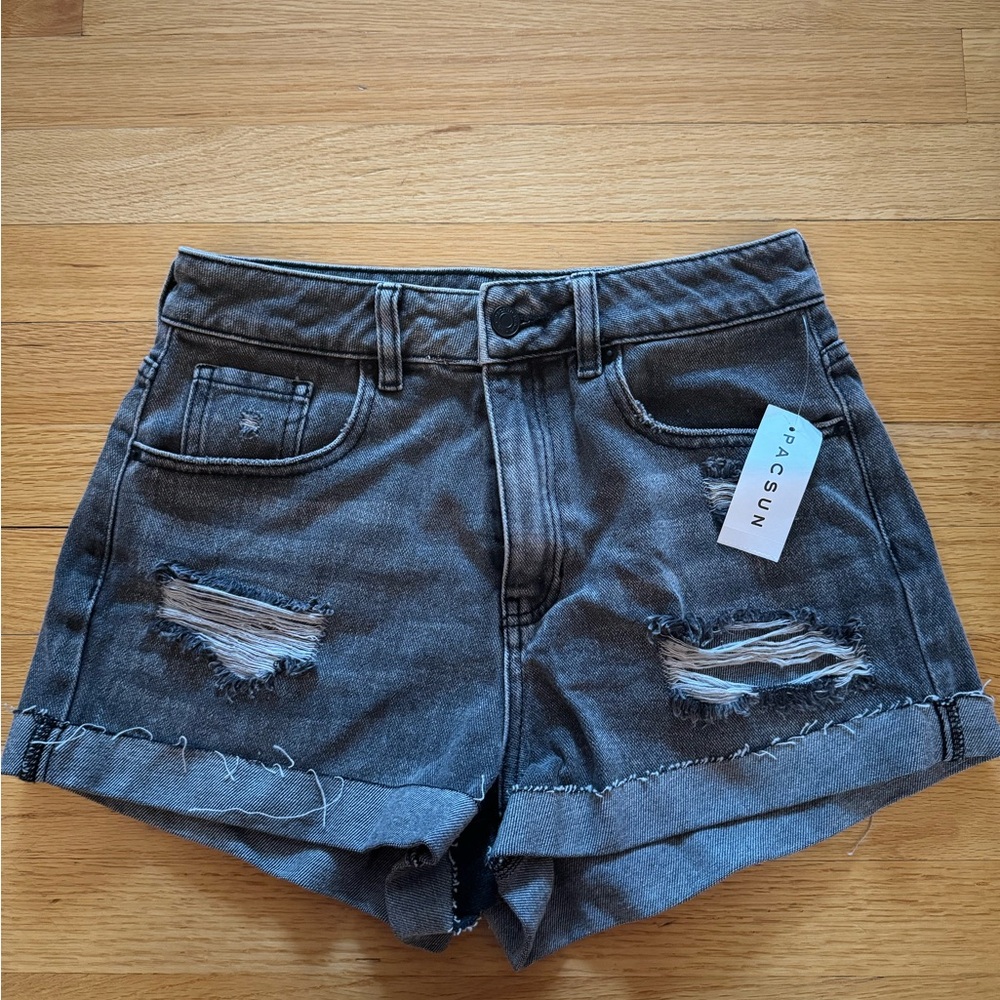 PacSun Gray Jean Shorts Distressed High-Waisted